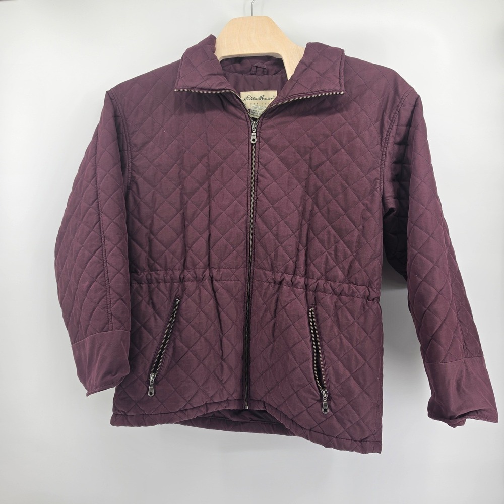 Vintage 80s 90s Eddie Bauer Quilted Barn Jacket Womens M Plum Purple Thermoloft